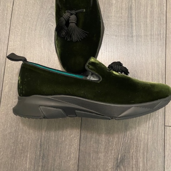 Tom Ford Turner Tasselled Velvet Green Sneakers Size 11 - Picture 5 of 16
